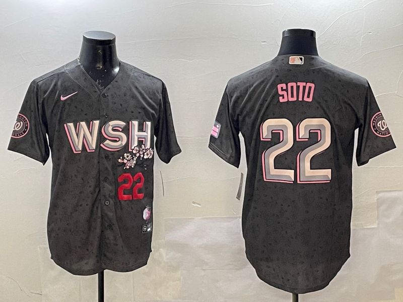Men Washington Nationals 22 Soto Grey City Edition Game 2025 Nike MLB Jersey style 2